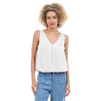 Sleeveless V-Neck Bubble Top