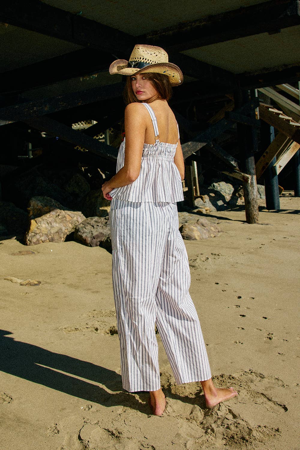Contrast Drawstring Stripe Pants