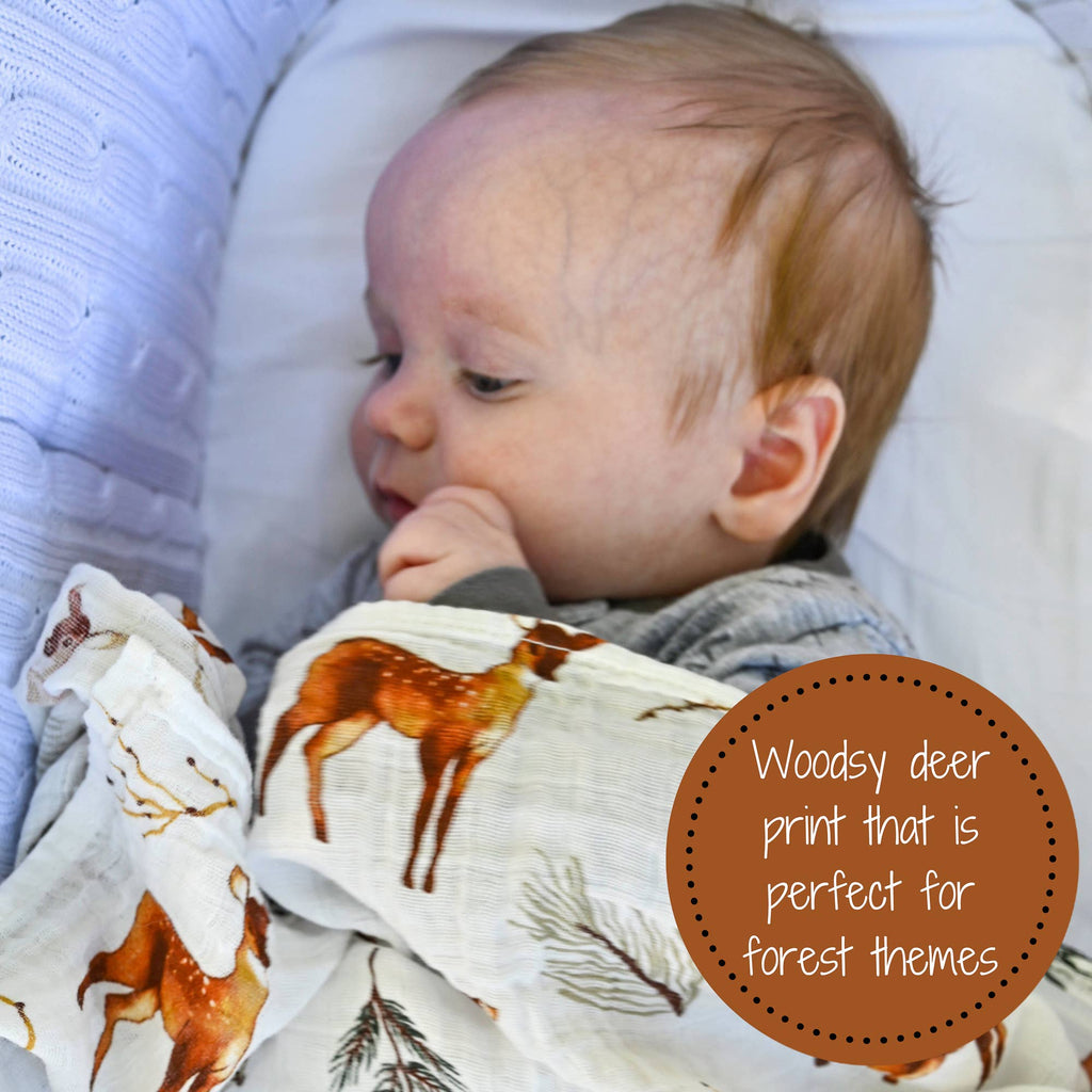 Baby Muslin Swaddle Blanket 47x47 Oh Deer