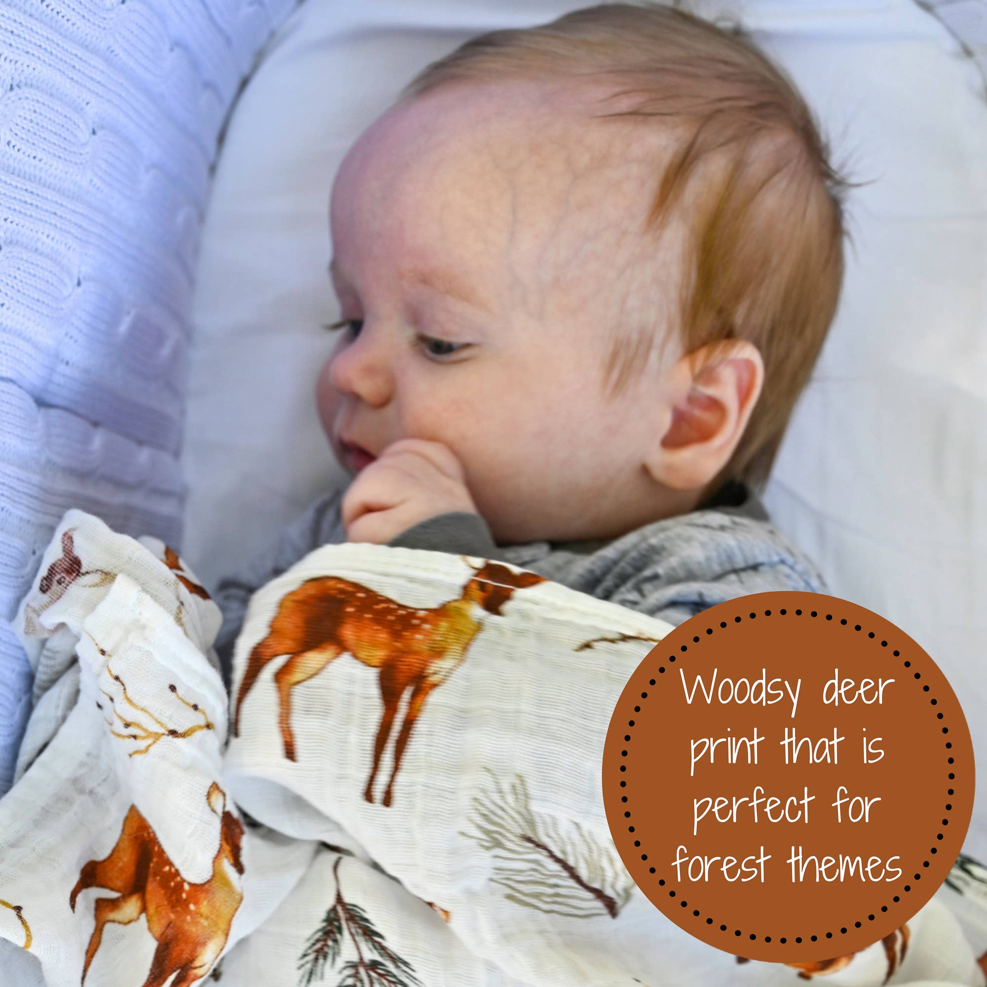 Baby Muslin Swaddle Blanket 47x47 Oh Deer