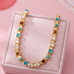 Multicolor Square Gemstone Long Necklace | 80N92826