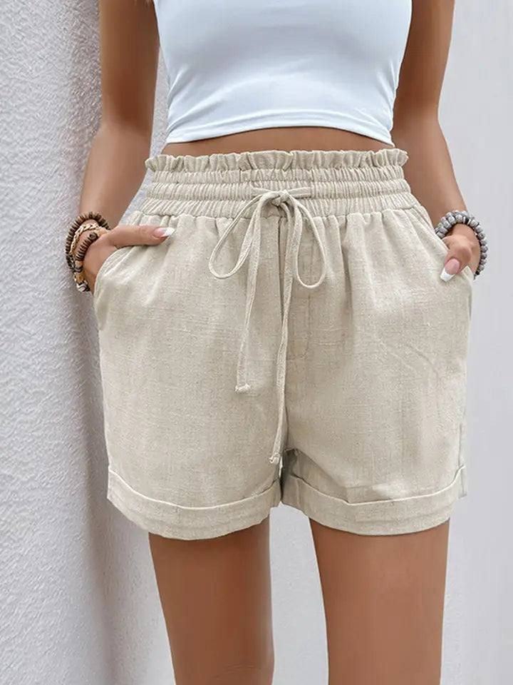 Linen Khaki Shorts