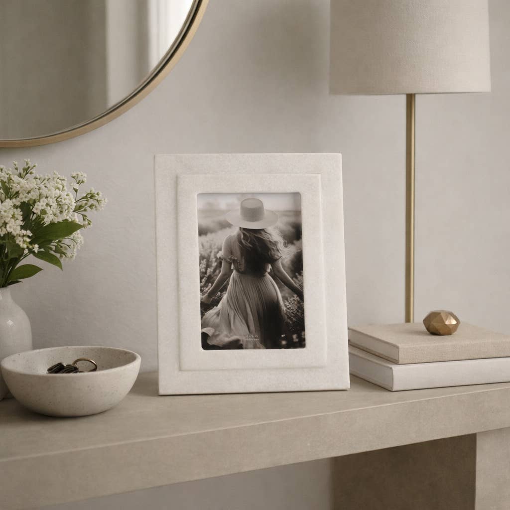 Marble Modern Beveled Edges Photo Frame - White, 4x6 in.