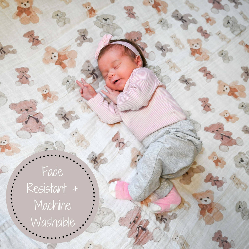 Baby Muslin Swaddle Blanket 47x47 Bear Hugs