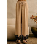 LINEN BLEND LACE TRIM PANTS
