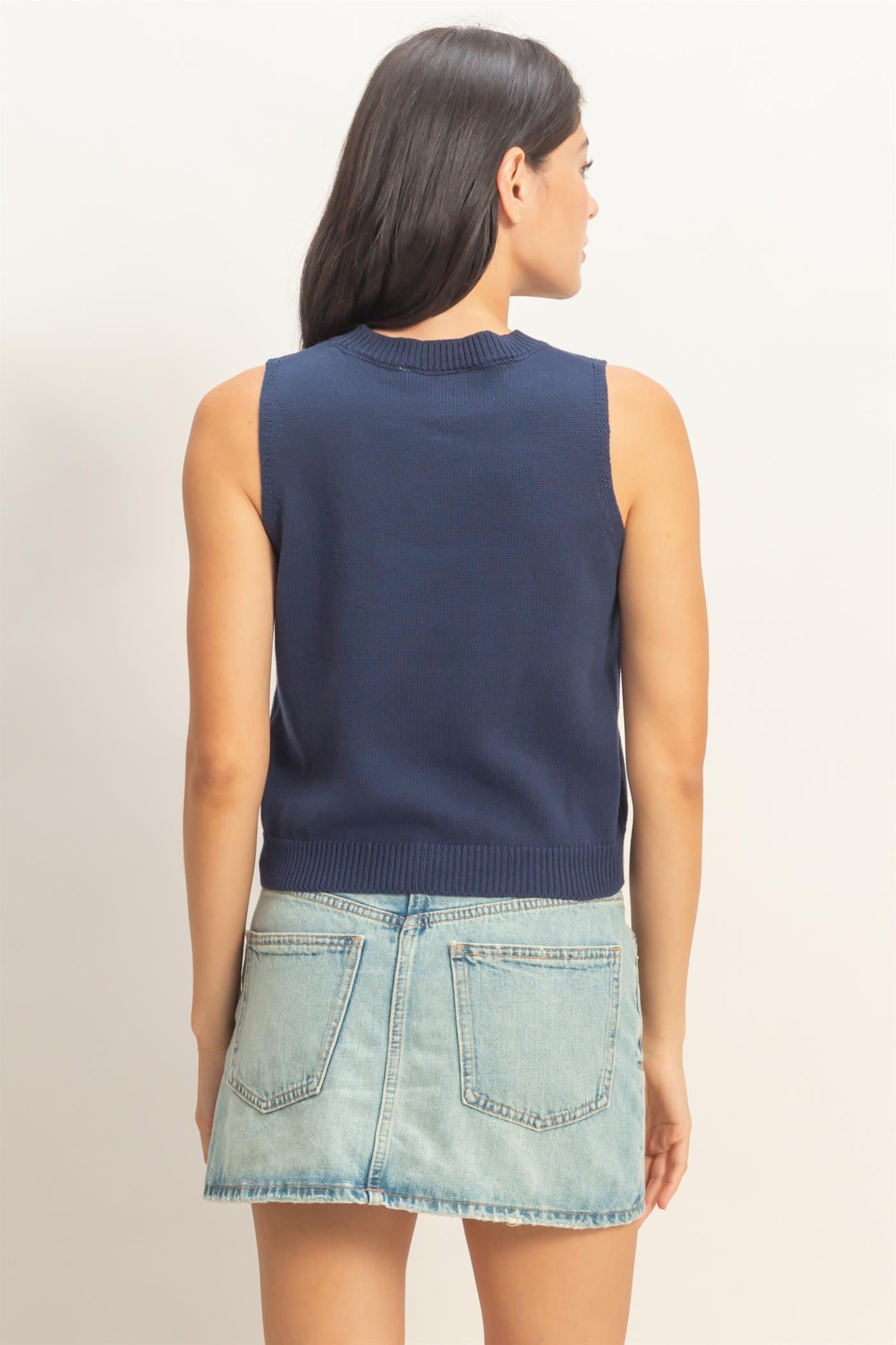 Strawberry Sleeveless Knit Top
