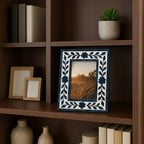 Photo Frame - Blue Resin/Wood Floral Petals, 4x6 in.