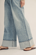 Timeless Cuffed Hem, Wide Leg Denim
