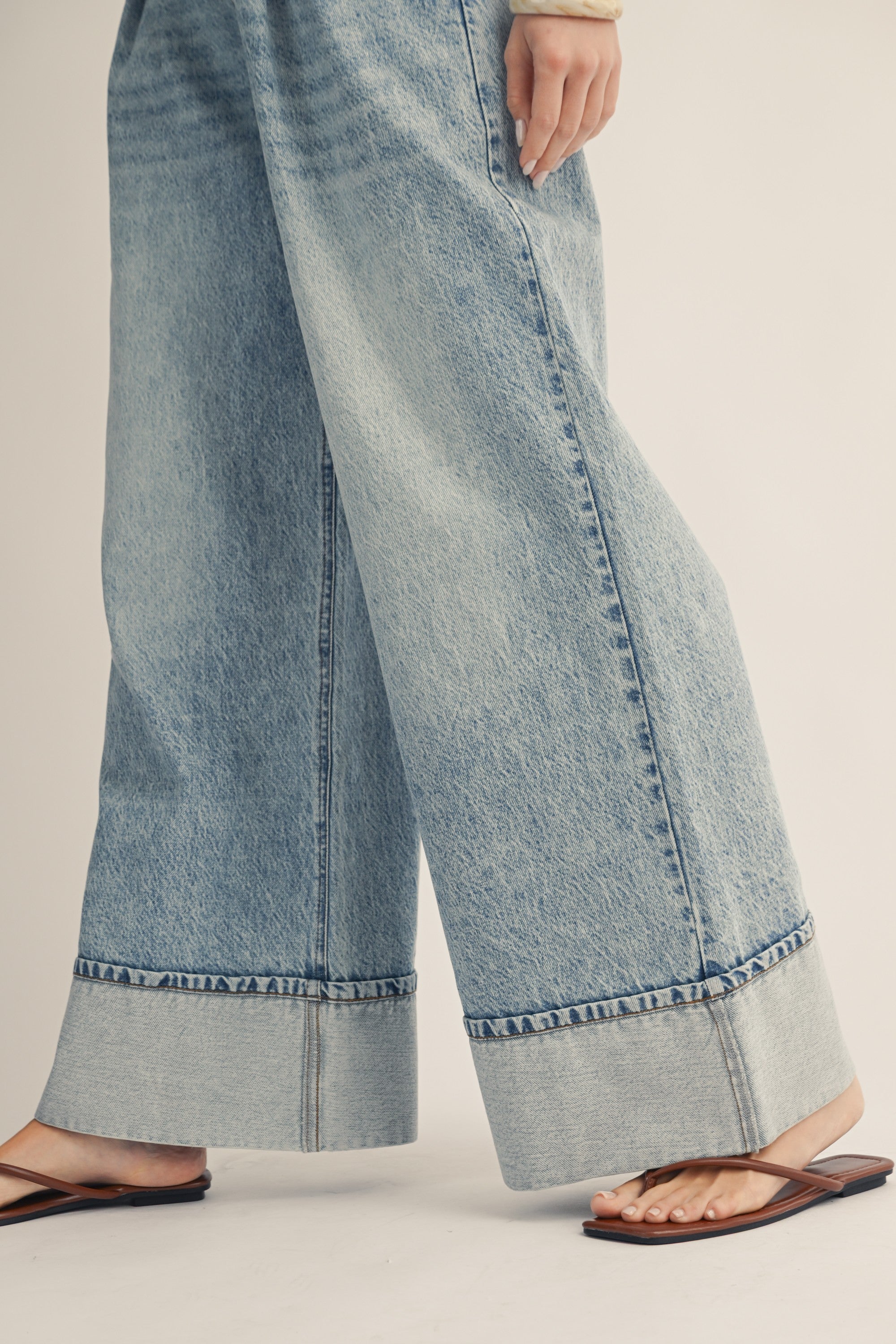 Timeless Cuffed Hem, Wide Leg Denim