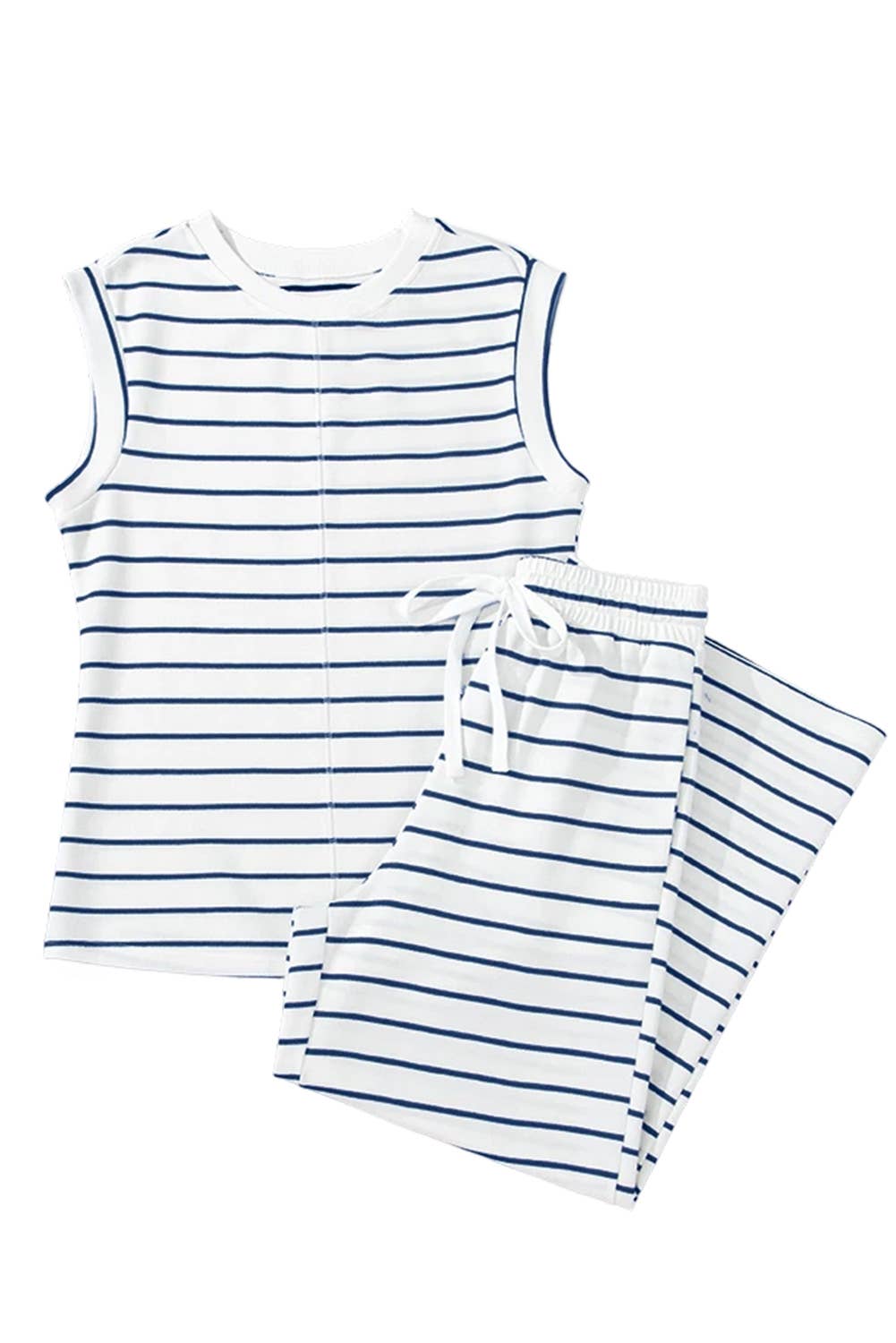 Striped Short Sleeve Two-Piece Set