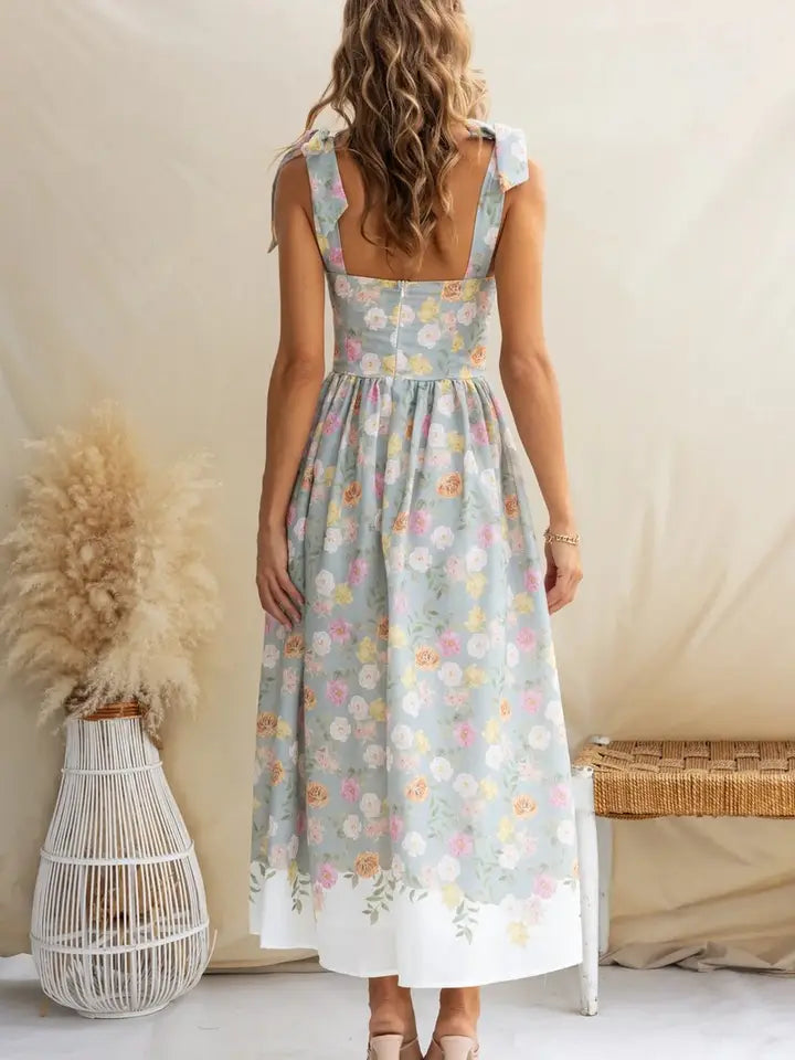 Summer French Floral Slim Suspender Dress