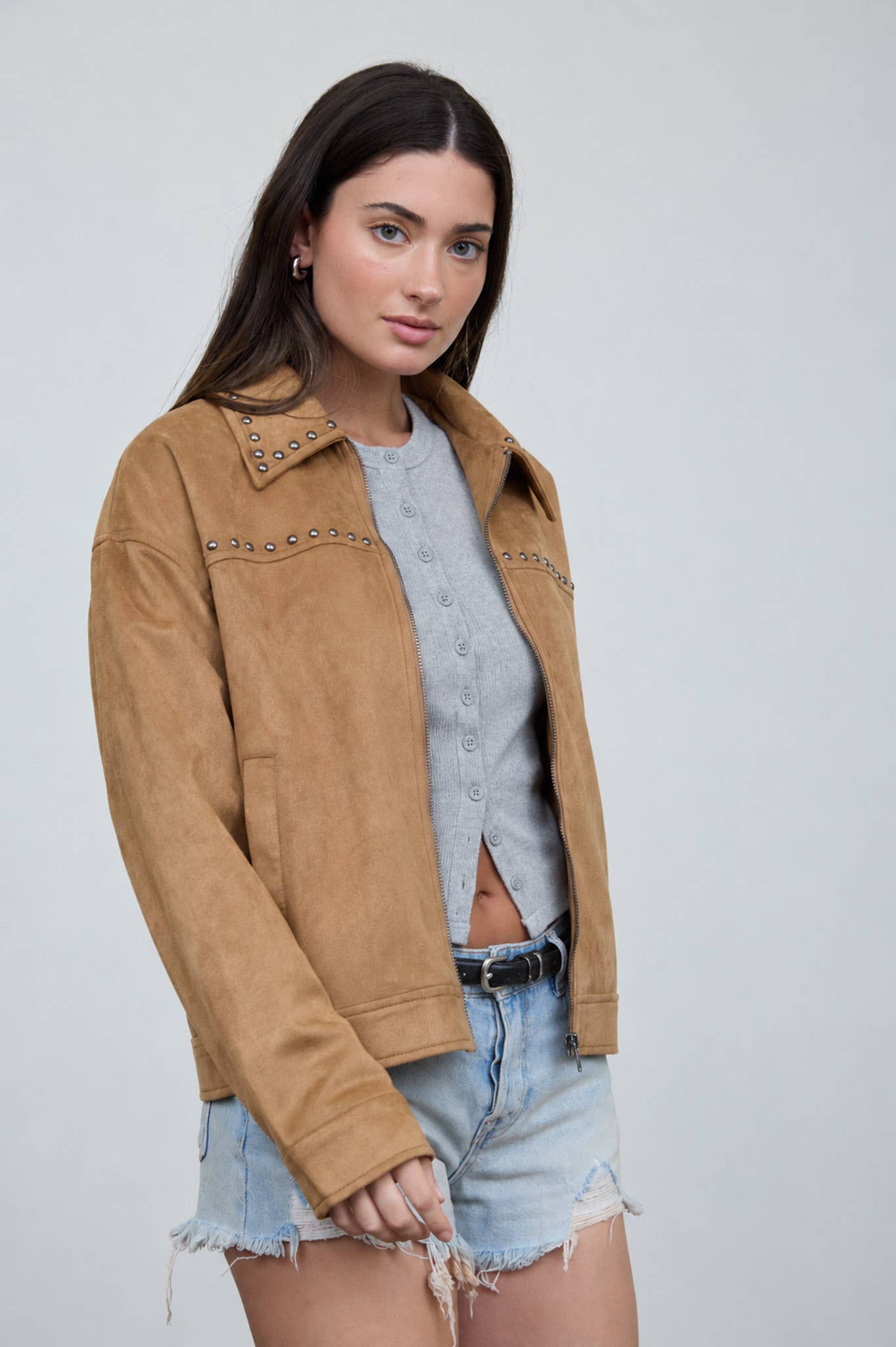 STUDDED SUEDE JACKET