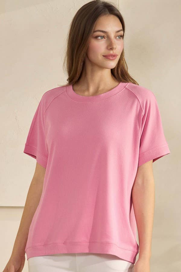 Everyday Soft Ribbed Loose Fit Short Sleeve Top
