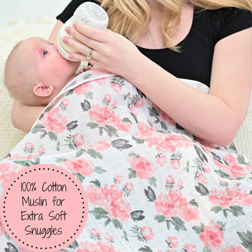 Baby Muslin Swaddle Blanket 47x47 Pretty in Peony