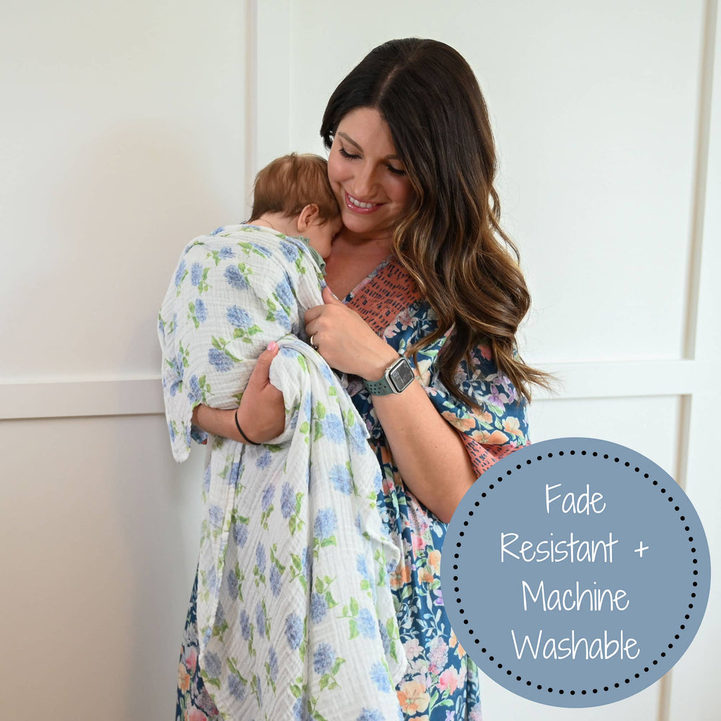 Baby Muslin Swaddle Blanket 47x47 Hydrangea