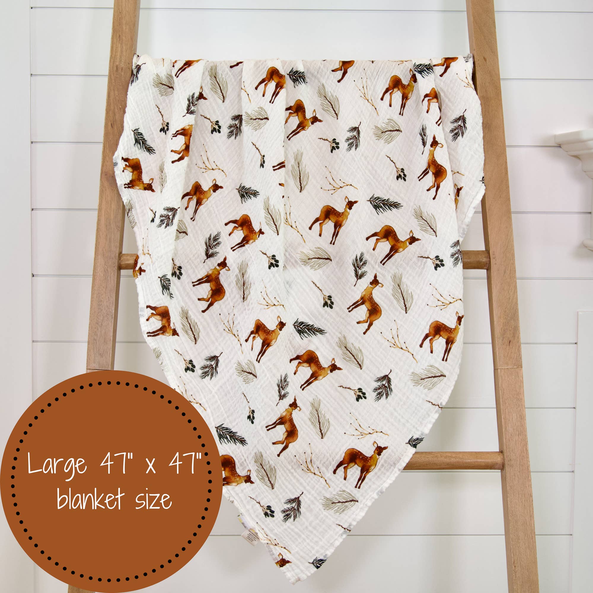 Baby Muslin Swaddle Blanket 47x47 Oh Deer
