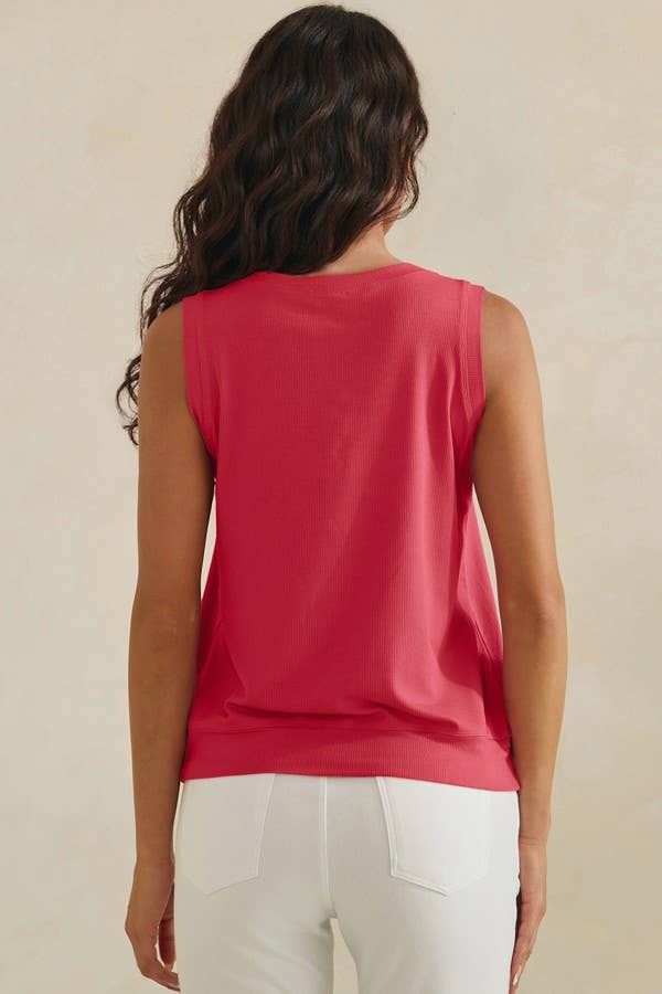 LuxeAir Ribbed Relaxed V-Neck Tank Top
