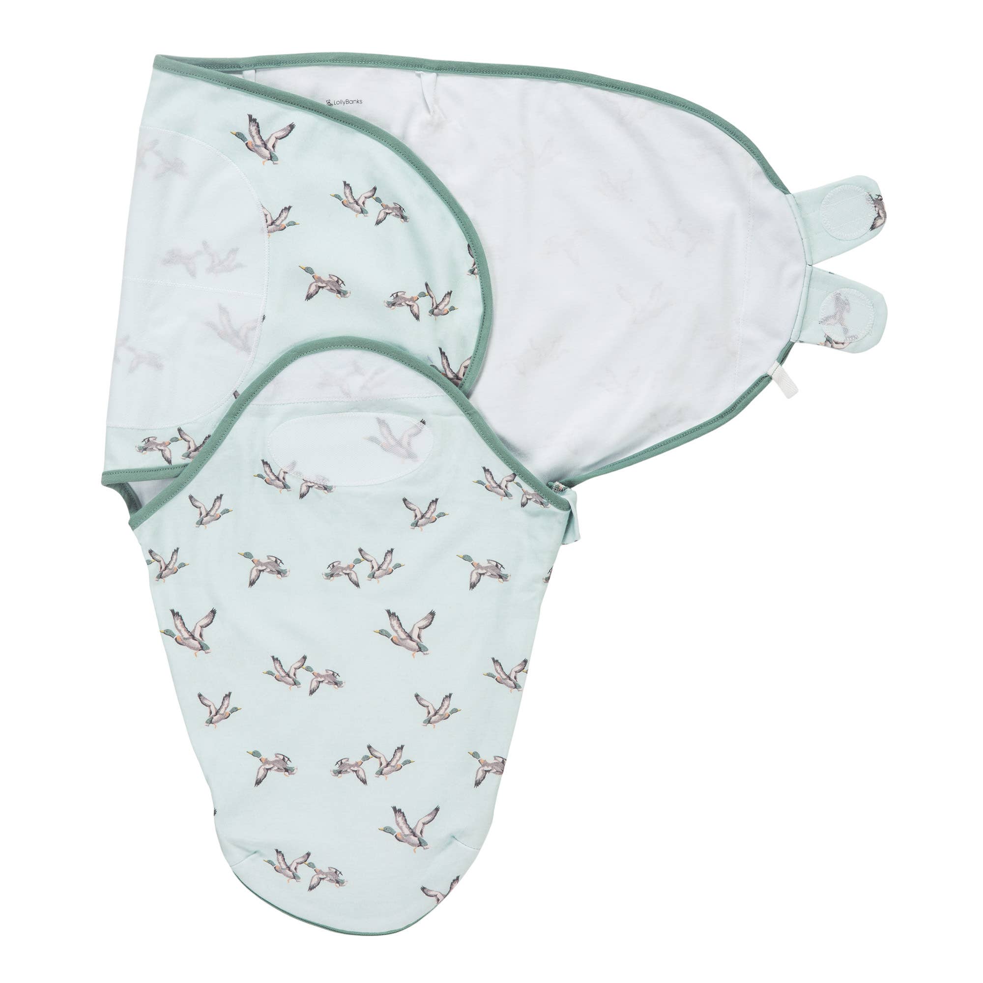Cotton Velcro Newborn Swaddle Sack Quackin Up Mallard Duck