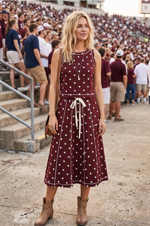 Retro Dot Tank & Skirt Set