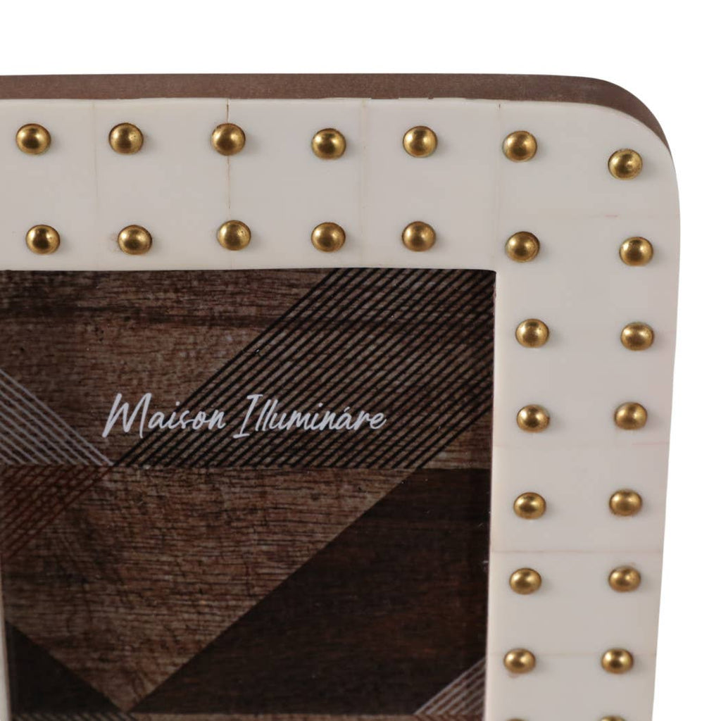Photo Frame - Ivory/Gold Resin Brass Dot Border, 4x6 in.