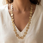 HammeredGoldDiscNklace