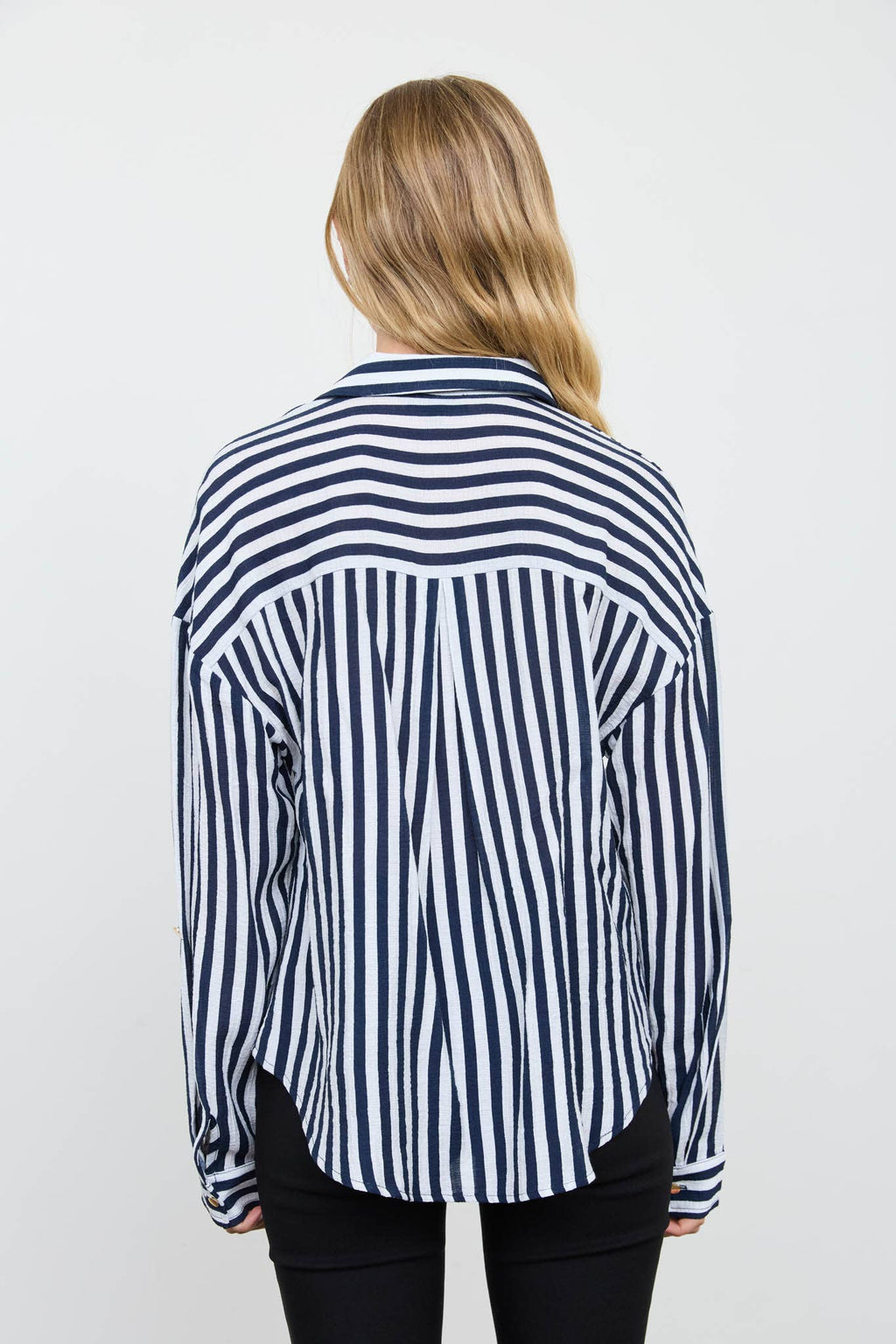 STRIPED COLLARED BTN DWN