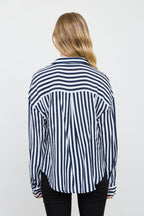 STRIPED COLLARED BTN DWN