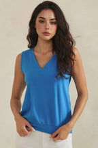 LuxeAir Ribbed Relaxed V-Neck Tank Top
