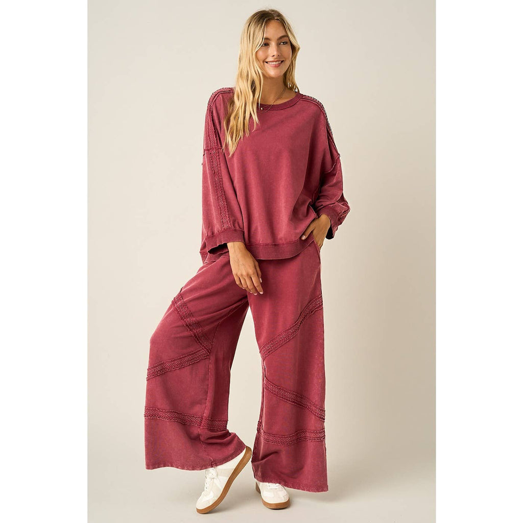 LACE PANEL SWEATSHIRT