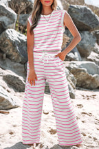 Striped Short Sleeve Two-Piece Set