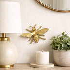 Figurine - Gold Metal Decorative Solid Busy Bee, 8 in.