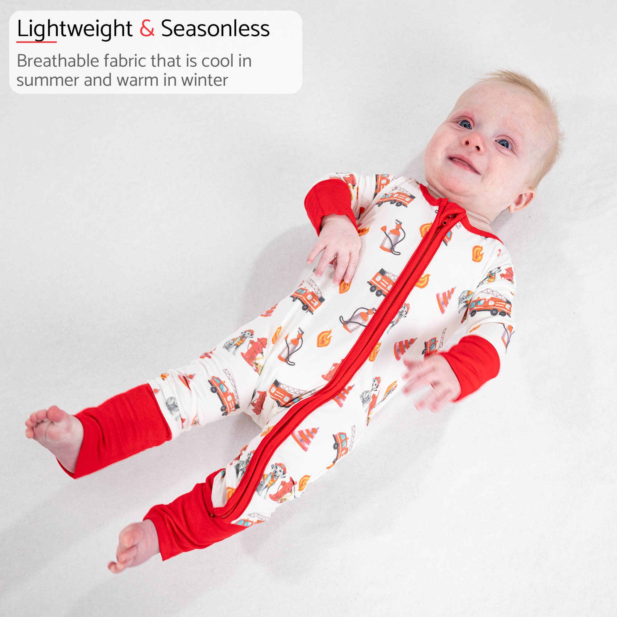 Bamboo Baby Convertible Zipper Pajama Firehouse Fido