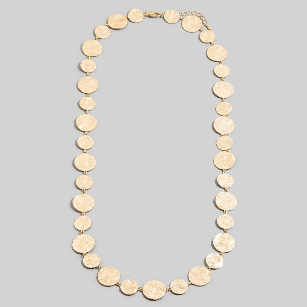 HammeredGoldDiscNklace