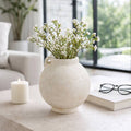 Ceramic Round Bulbous Handle Jug - White, 7 in.