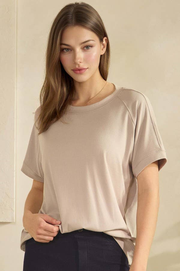 Everyday Soft Ribbed Loose Fit Short Sleeve Top