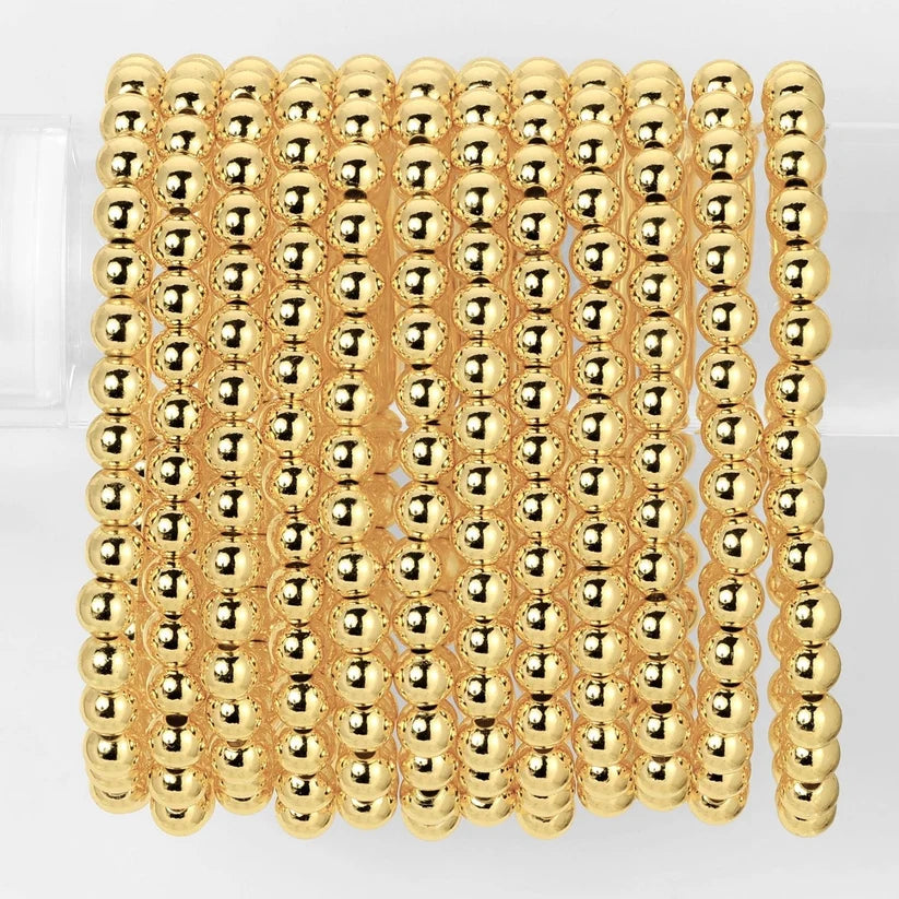 6mm Gold Stretch Bead Bracelet