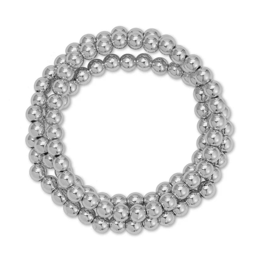 6mm Silver Stretch Bead Bracelet