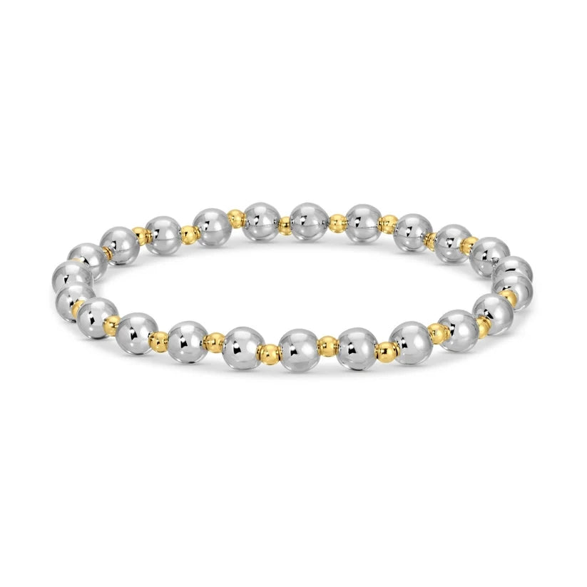 6mm Silver/Gold Stretch Bead Bracelet