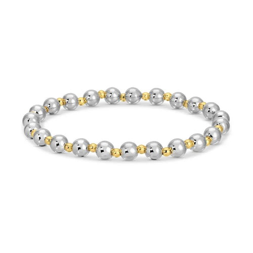 6mm Silver/Gold Stretch Bead Bracelet
