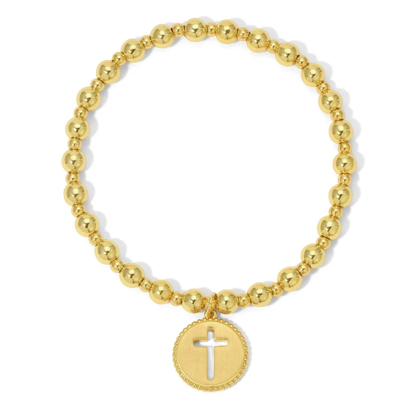 Gold Matte Cross Cutout Charm Bracelet