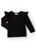 Black L/S Ruffle Tee