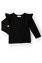Black L/S Ruffle Tee