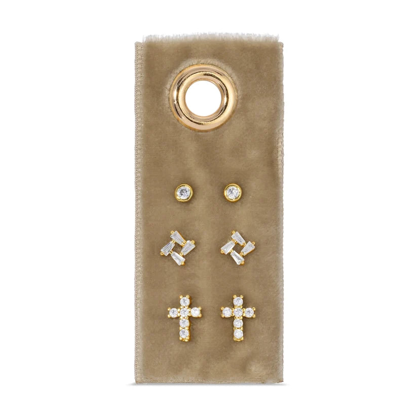 Cross Velvet Stud Gift Set