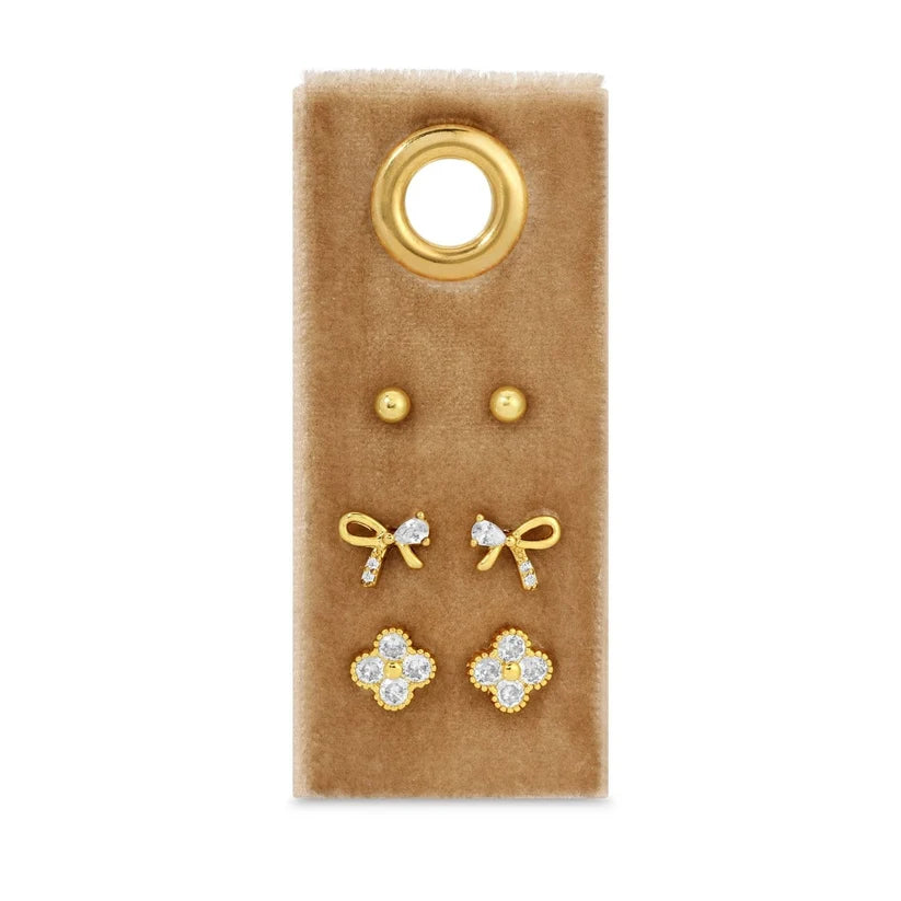 Set/3 Bow Accented Stud Set