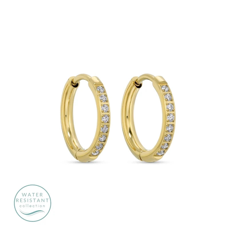 Simple Pavé Huggies, Water-Resistant