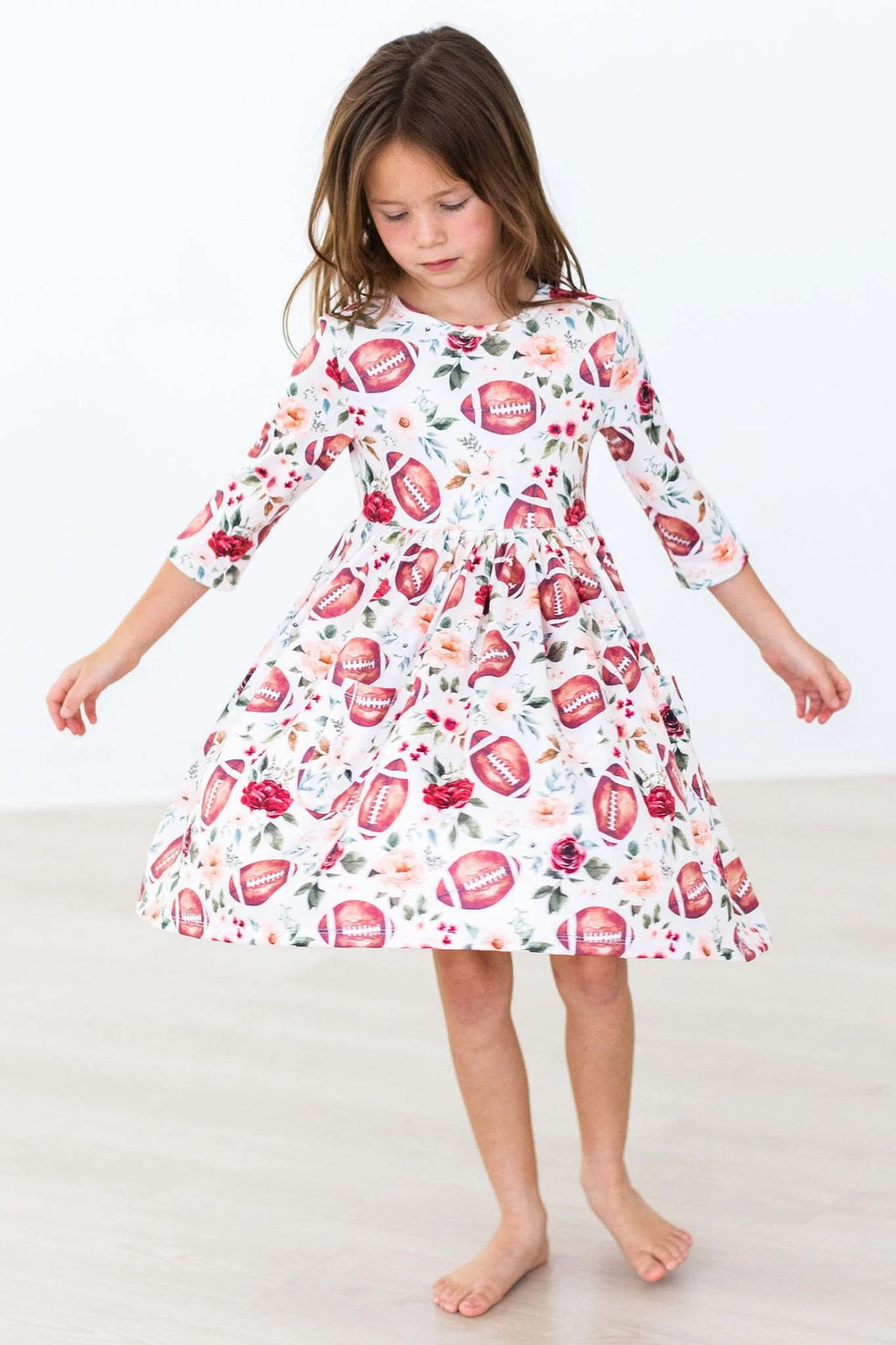 Footballs & Flowers Twirl Dress