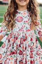 Footballs & Flowers Twirl Dress