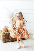 Golden Blooms Ruffle Twirl Dress
