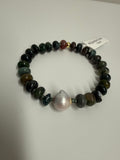 Dark Green/ Baroque Pearl Bracelet