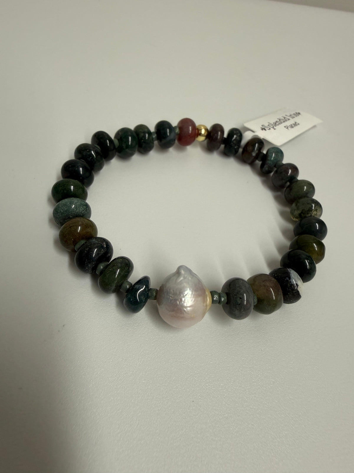 Dark Green/ Baroque Pearl Bracelet